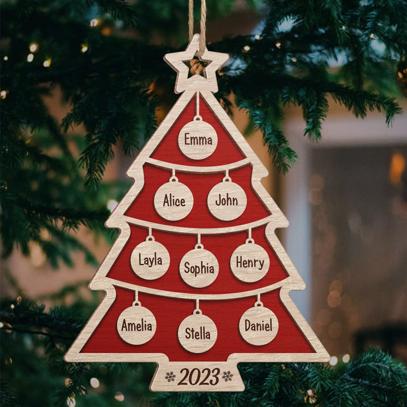 Sapin de Noël magique - Décoration familiale personnalisée - En bois en forme de sapin de Noël - Cadeau de Noël pour les membres de la famille