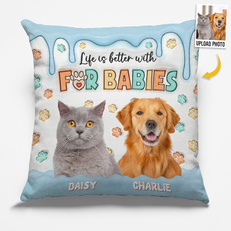 Coussin personnalisé avec photo côte à côte avec un ami - Coussin gonflable 3D personnalisé pour chien et chat - Cadeau pour propriétaires et amoureux des animaux