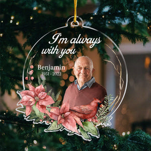 Photo personnalisée : pas un jour ne passe sans que vous ne nous manquiez - Ornement personnalisé commémoratif personnalisé - Forme ronde en acrylique - Cadeau de condoléances pour les membres de la famille