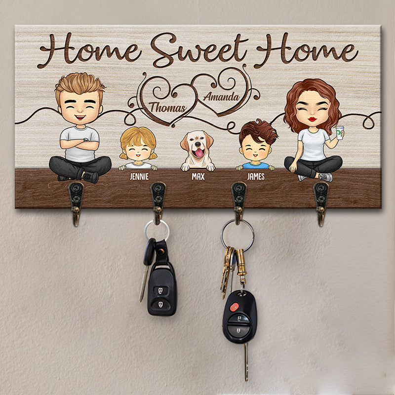 La maison est là où vous accrochez votre cœur - Porte-clés personnalisé pour la décoration intérieure de la famille, porte-clés - Cadeau de pendaison de crémaillère pour les membres de la famille, les propriétaires d'animaux et les amoureux des animaux