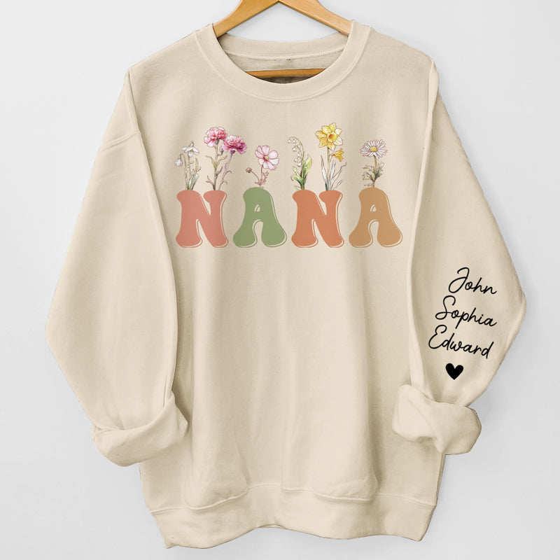Appelez-moi Nana - Sweat-shirt unisexe personnalisé avec motif sur la manche - Cadeau d'anniversaire pour maman, grand-mère