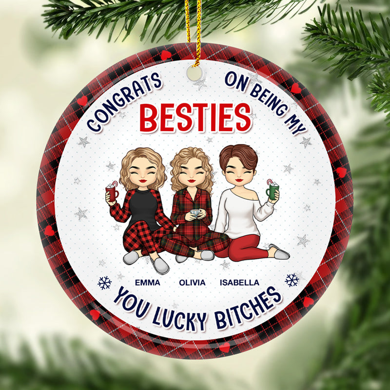 Félicitations pour être devenue ma meilleure amie sœur - Ornement personnalisé Bestie - Forme ronde en céramique - Cadeau de Noël pour meilleures amies, meilleures amies, sœurs