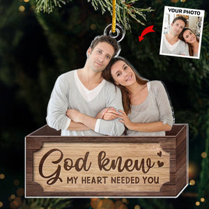 Photo personnalisée pour couple : l'esprit de Noël ! Décoration personnalisée pour couple ! Acrylique, forme personnalisée ! Cadeau de Noël pour mari et femme, anniversaire