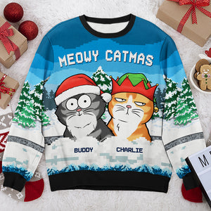 Cookies pour les pattes du Père Noël - Sweat-shirt moche personnalisé pour chien et chat - Pull en laine unisexe - Cadeau de Noël pour propriétaires et amoureux des animaux