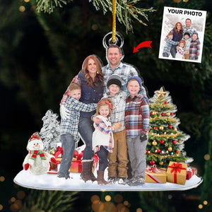 Photo personnalisée Holly Jolly Vibes - Décoration familiale personnalisée - Forme personnalisée en acrylique - Cadeau de Noël pour les membres de la famille