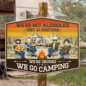 Here's To The Nights With Friends - Camping Personalized Custom Shaped Home Decor Wood Sign - House Warming Gift For Best Friends, BFF, Sisters, Camping Lovers