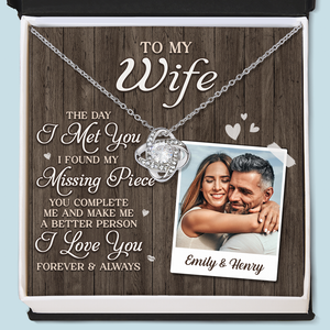 Je t'aime pour toujours et à jamais - Collier personnalisé avec nœud d'amour pour couple - Cadeau pour mari et femme, anniversaire