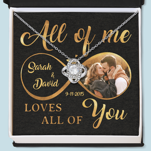 Collier personnalisé avec photo « Tout de moi, tout de toi » - Collier personnalisé avec nœud d'amour - Cadeau pour mari et femme, anniversaire