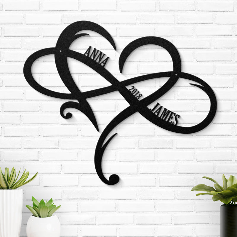 Notre amour - Couple personnalisé, décoration intérieure, panneau en métal découpé, art mural en métal - Cadeau pour mari et femme, anniversaire