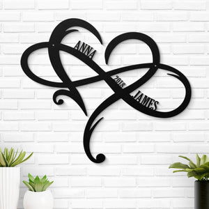 Notre amour - Couple personnalisé, décoration intérieure, panneau en métal découpé, art mural en métal - Cadeau pour mari et femme, anniversaire