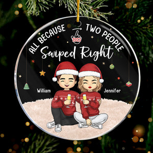 Merci d'avoir glissé vers la droite - Ornement personnalisé pour couple - Forme ronde en acrylique - Cadeau de Noël pour mari et femme, anniversaire