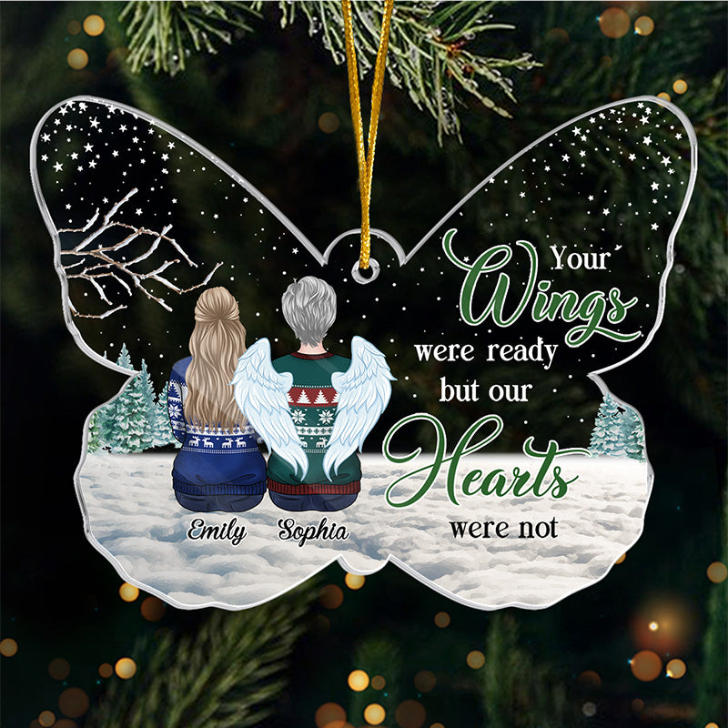 J'aimerais que tu sois là avec nous - Ornement commémoratif personnalisé en acrylique en forme de papillon - Cadeau de Noël, cadeau de condoléances pour les membres de la famille