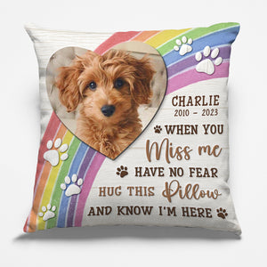 Coussin photo personnalisé « Quand tu me manques » : embrasse-le ! Coussin personnalisé commémoratif ! Cadeau de condoléances, cadeau pour les propriétaires d'animaux et les amoureux des animaux.