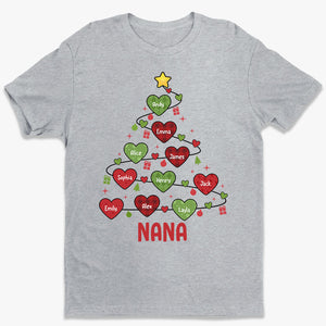 Grandma And Kids Christmas Heart Tree - Family Personalized Custom Unisex T-shirt, Hoodie, Sweatshirt - Christmas Gift For Mom, Grandma