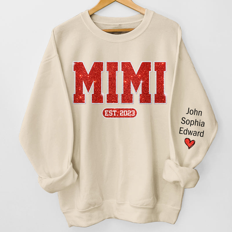 Plus sur Santa Here Comes Nana - Sweat-shirt unisexe personnalisé avec motif sur la manche - Cadeau de Noël pour maman, grand-mère