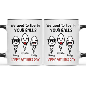 Nous vivions dans tes boules - Tasse personnalisée avec accents pour la famille - Cadeau pour la fête des pères, la fête des mères et un anniversaire pour papa et maman
