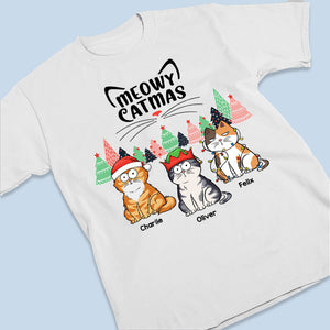 « Miaou Noël et que le chaos s'installe » – T-shirt, sweat à capuche et sweat-shirt unisexe personnalisé pour chien et chat – Cadeau de Noël pour propriétaires et amoureux des animaux