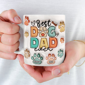 Mug personnalisé « Mangez, buvez et soyez joyeux » avec motif chien et chat, effet gonflant 3D, cadeau de Noël pour les propriétaires et les amoureux des animaux.