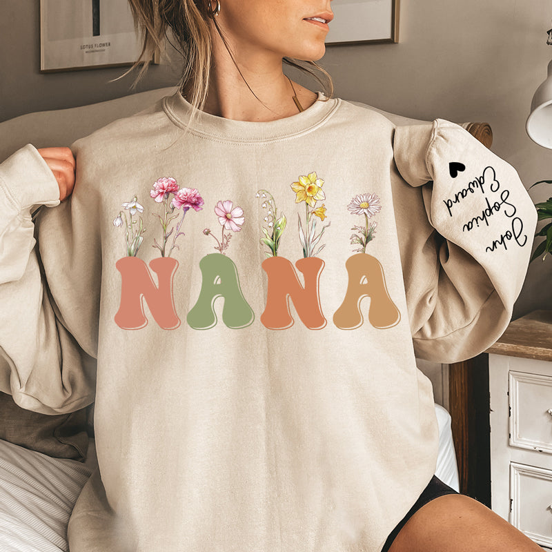 Appelez-moi Nana - Sweat-shirt unisexe personnalisé avec motif sur la manche - Cadeau d'anniversaire pour maman, grand-mère