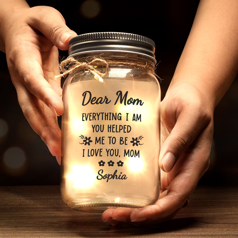 L'amour d'une mère est tout - Lampe personnalisée en pot Mason pour la famille - Cadeau pour la fête des mères