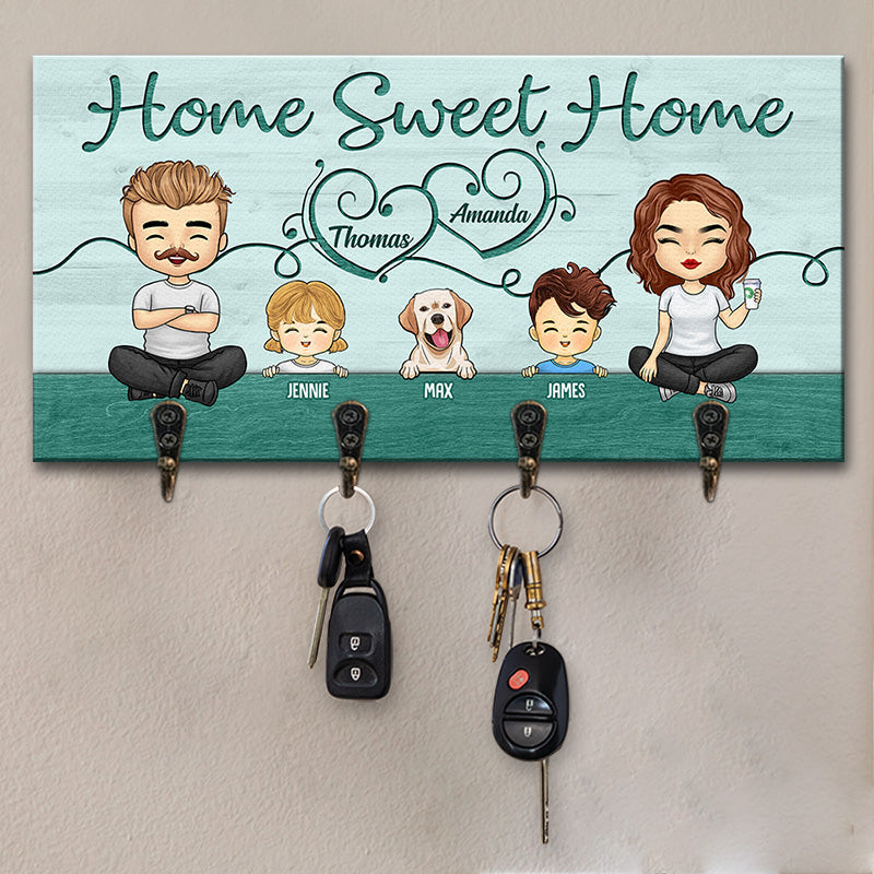 La maison est là où vous accrochez votre cœur - Porte-clés personnalisé pour la décoration intérieure de la famille, porte-clés - Cadeau de pendaison de crémaillère pour les membres de la famille, les propriétaires d'animaux et les amoureux des animaux