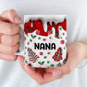 Chocolat chaud et films de Noël - Mug personnalisé avec effet gonflable 3D pour la famille - Cadeau de Noël pour les membres de la famille