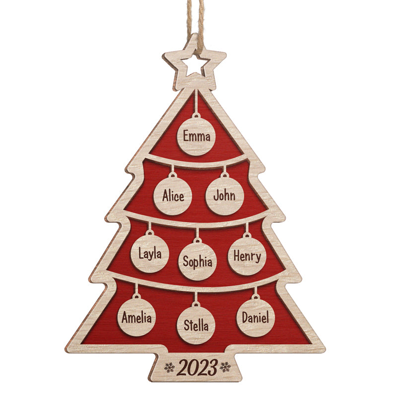 Sapin de Noël magique - Décoration familiale personnalisée - En bois en forme de sapin de Noël - Cadeau de Noël pour les membres de la famille