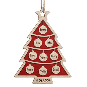Sapin de Noël magique - Décoration familiale personnalisée - En bois en forme de sapin de Noël - Cadeau de Noël pour les membres de la famille
