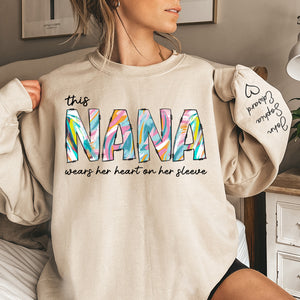 J'aime ma grand-mère - Sweat-shirt unisexe personnalisé avec motif sur la manche - Cadeau d'anniversaire pour maman et grand-mère