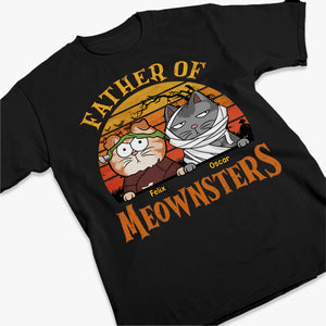 Père de Meownsters - T-shirt unisexe personnalisé avec chat, sweat à capuche et sweat-shirt - Cadeau d'Halloween pour les propriétaires et les amoureux des animaux