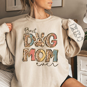 Meilleure maman de chien au monde - Sweat-shirt unisexe personnalisé avec motif sur la manche - Cadeau pour propriétaires et amoureux des animaux