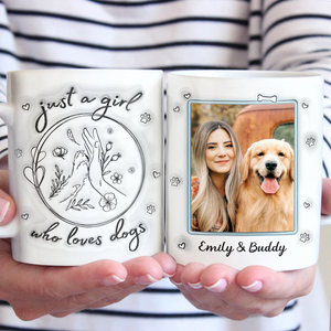 Mug personnalisé avec photo « Un chien vous apprendra l'amour inconditionnel » - Mug personnalisé avec effet gonflé 3D - Cadeau pour les propriétaires et les amoureux des animaux