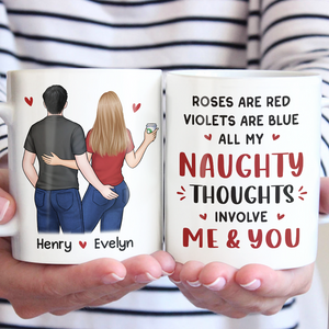 Toutes mes pensées coquines impliquent moi et toi - Tasse personnalisée pour couple - Cadeau pour mari et femme, anniversaire