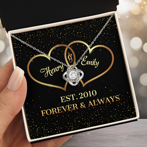 Collier personnalisé avec nœud d'amour pour couple - Cadeau pour mari et femme, anniversaire