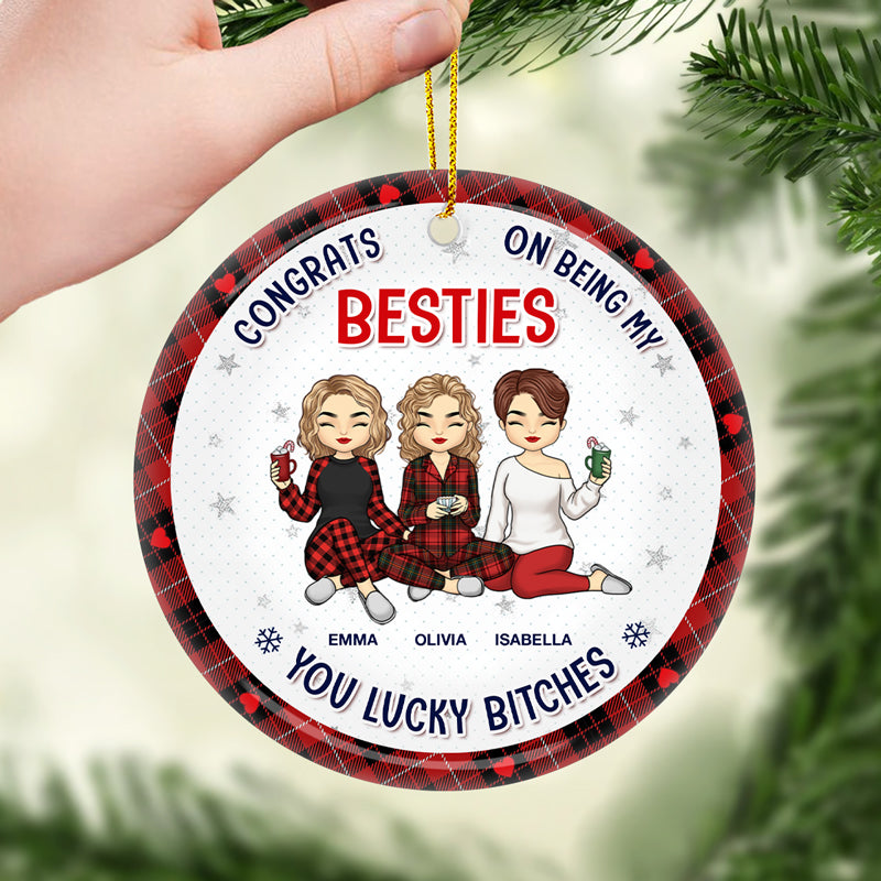 Félicitations pour être devenue ma meilleure amie sœur - Ornement personnalisé Bestie - Forme ronde en céramique - Cadeau de Noël pour meilleures amies, meilleures amies, sœurs