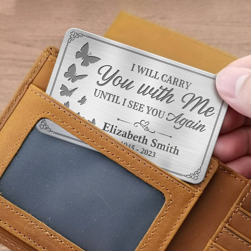 Photo personnalisée Votre vie était une bénédiction, votre souvenir un trésor - Carte portefeuille personnalisée en aluminium commémorative - Cadeau de condoléances pour les membres de la famille