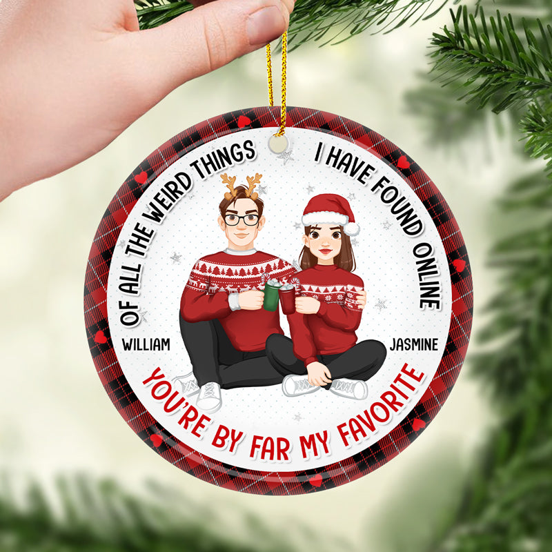 Tu es la meilleure chose que j'aie jamais attendue - Ornement personnalisé pour couple - Forme ronde en céramique - Cadeau de Noël pour mari et femme, anniversaire