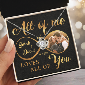 Collier personnalisé avec photo « Tout de moi, tout de toi » - Collier personnalisé avec nœud d'amour - Cadeau pour mari et femme, anniversaire