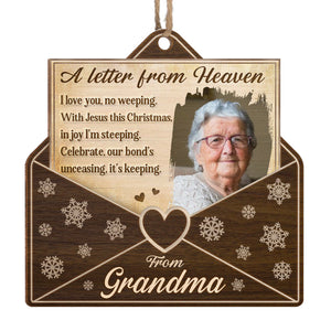 Photo personnalisée « Une lettre du ciel » - Ornement commémoratif personnalisé - Forme en bois personnalisée - Cadeau de Noël, cadeau de condoléances pour les membres de la famille
