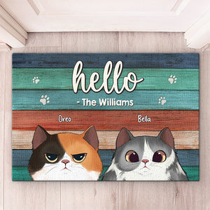 Bonjour mes chers amis chats ! Tapis décoratif personnalisé pour la maison, motif chat ! Cadeau pour les propriétaires et les amoureux des animaux.