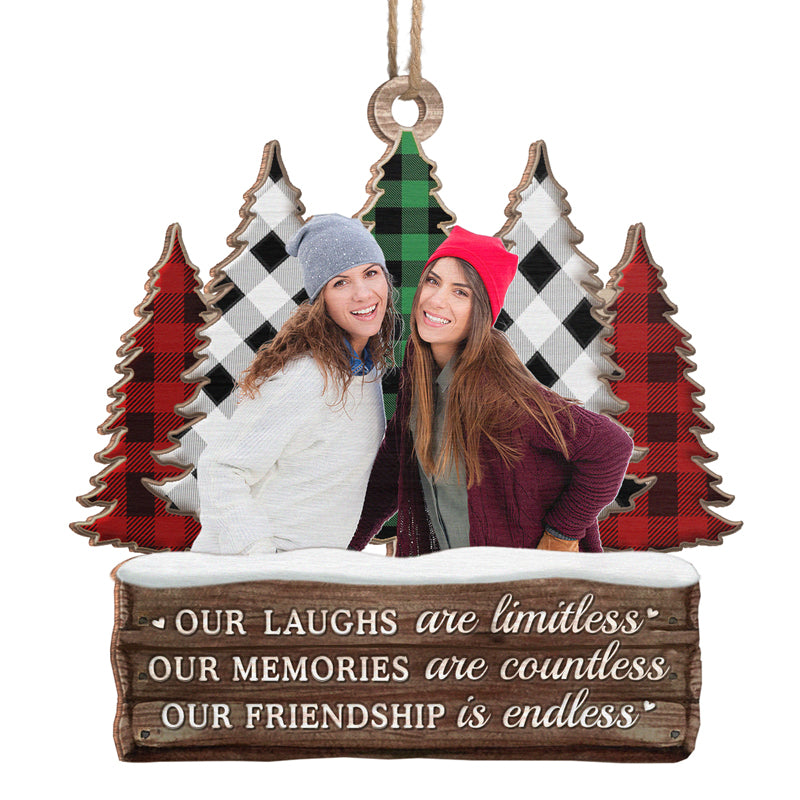 Photo personnalisée pour amis, vœux chaleureux pour l'hiver - Décoration personnalisée pour meilleure amie - Forme en bois personnalisée - Cadeau de Noël pour meilleures amies, meilleures amies, sœurs