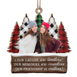 Photo personnalisée pour amis, vœux chaleureux pour l'hiver - Décoration personnalisée pour meilleure amie - Forme en bois personnalisée - Cadeau de Noël pour meilleures amies, meilleures amies, sœurs
