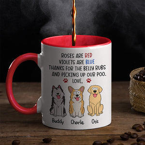 Merci pour les caresses sur le ventre et le ramassage de nos crottes - Mug personnalisé avec accents pour chien - Cadeau de Noël pour les propriétaires d'animaux et les amoureux des animaux