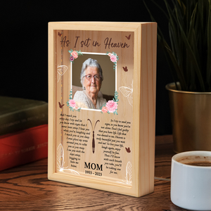Photo personnalisée « Je te regarde, je t'entends » - Cadre photo personnalisé commémoratif avec boîte lumineuse - Cadeau de condoléances pour les membres de la famille