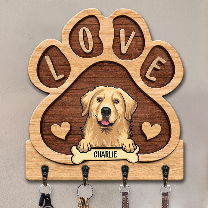 Nous aimons les chiens - Porte-clés personnalisé en forme de patte de chien - Cadeau de pendaison de crémaillère pour les propriétaires et les amoureux des animaux
