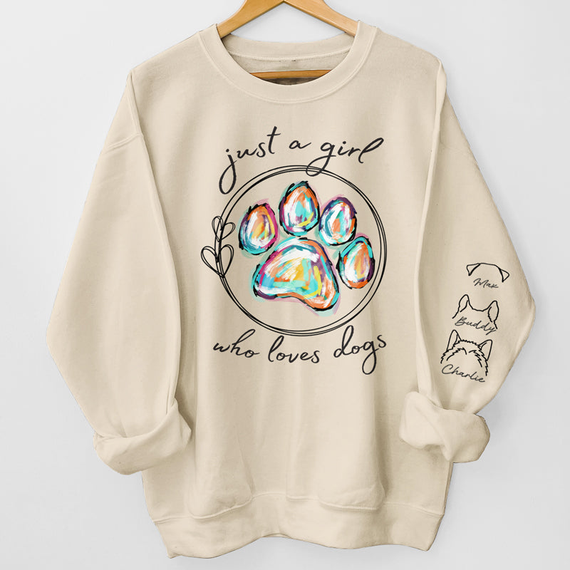 Une belle fille qui aime les animaux - Sweat-shirt unisexe personnalisé pour chien et chat avec motif sur la manche - Cadeau pour les propriétaires et les amoureux des animaux
