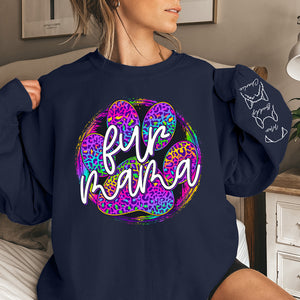 Fur Mama - Sweat-shirt unisexe personnalisé pour chien et chat avec motif sur la manche - Cadeau pour propriétaires et amoureux des animaux