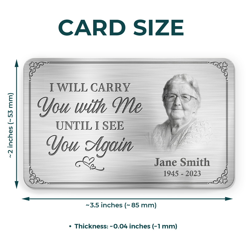Photo personnalisée Votre vie était une bénédiction, votre souvenir un trésor - Carte portefeuille personnalisée en aluminium commémorative - Cadeau de condoléances pour les membres de la famille