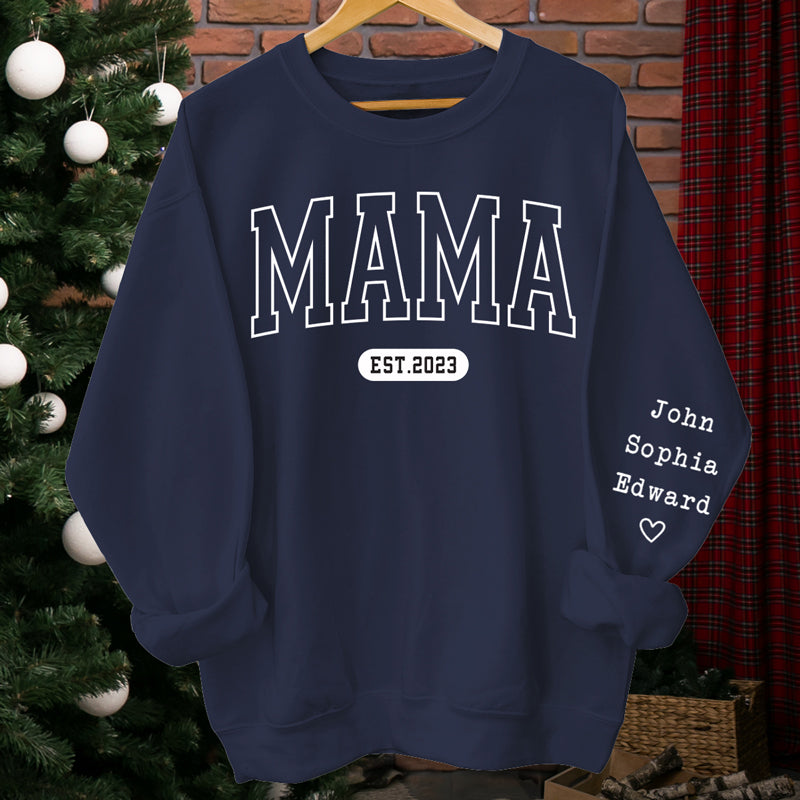 Je t'aime jusqu'à la lune et retour - Sweat-shirt unisexe personnalisé avec motif sur la manche - Cadeau pour maman, grand-mère