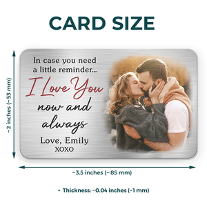 Carte portefeuille personnalisée en aluminium avec photo « Je t'aime maintenant et pour toujours » pour couple, cadeau pour mari et femme, anniversaire